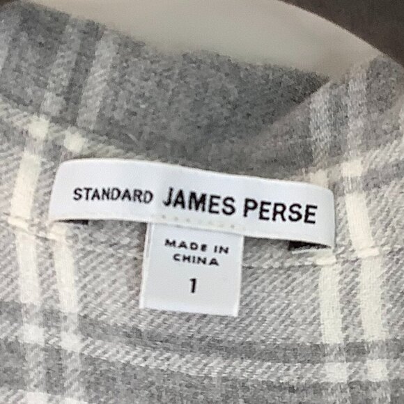 Standard James Perse pullover shirt plaid grey size 1 women's small - Picture 6 of 10